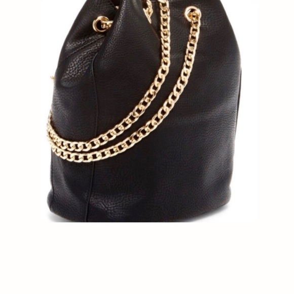 Bucket Style Black Handbag Gold Hardware - Picture 3 of 5
